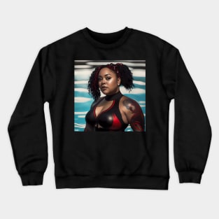 Summer Vibes, Curvy Summer, Copy of Curvy and Beautiful Superwoman, Swimmer Athlete. Female are strong. Sticker Crewneck Sweatshirt